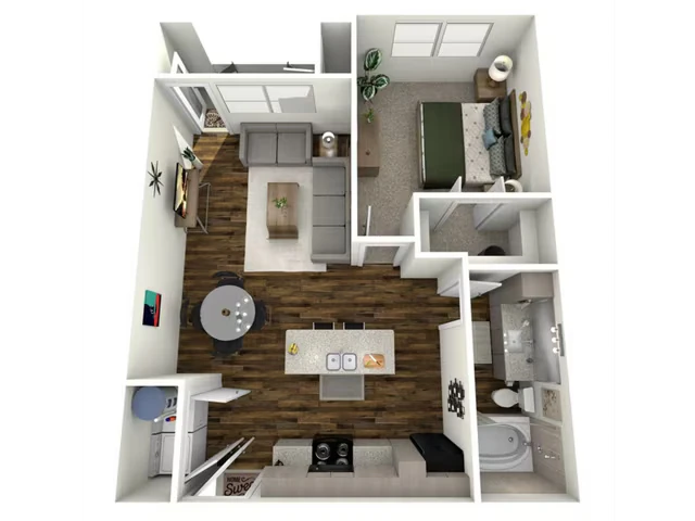 1 Bed, 1 Bath 01-4307 floor plan